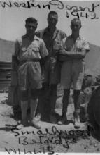 Man on left is Johnny Bettridge from Stoke on Trent. Centre is Darkie Smallwood from the Midlands of England (possibly near Birmingham). Myself on the right.