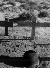 Walked through this German & Italian graveyard. The graves have since been moved and are no longer here.  Text on cross appears to read Gefr. Friedel Sebergek 8.XI 42